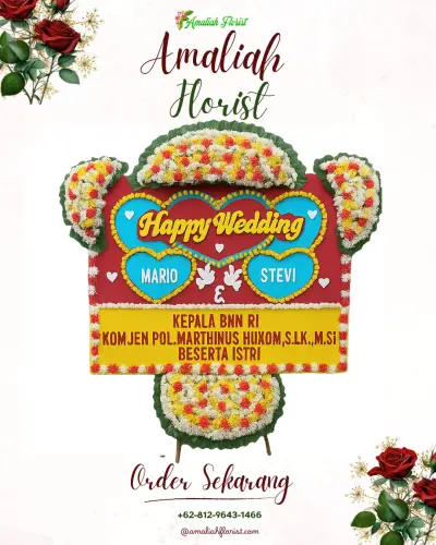 Karangan Papan Bunga Pernikahan di Tamanayu